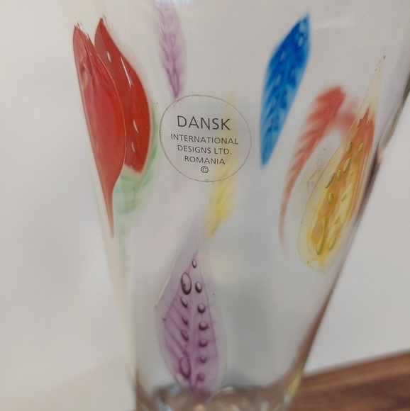 Vintage* Hand-blown Colourful Dansk Feathered Glass Tulip Vase - Picture 2 of 8